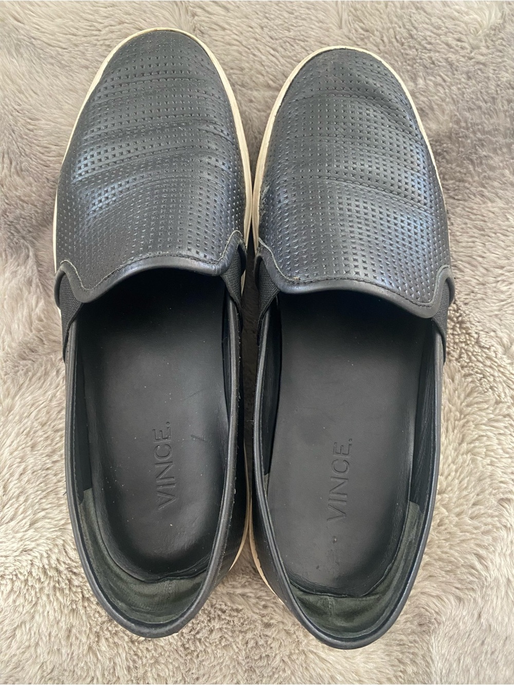 Vince Black Slip-On Perforated Leather Sneakers